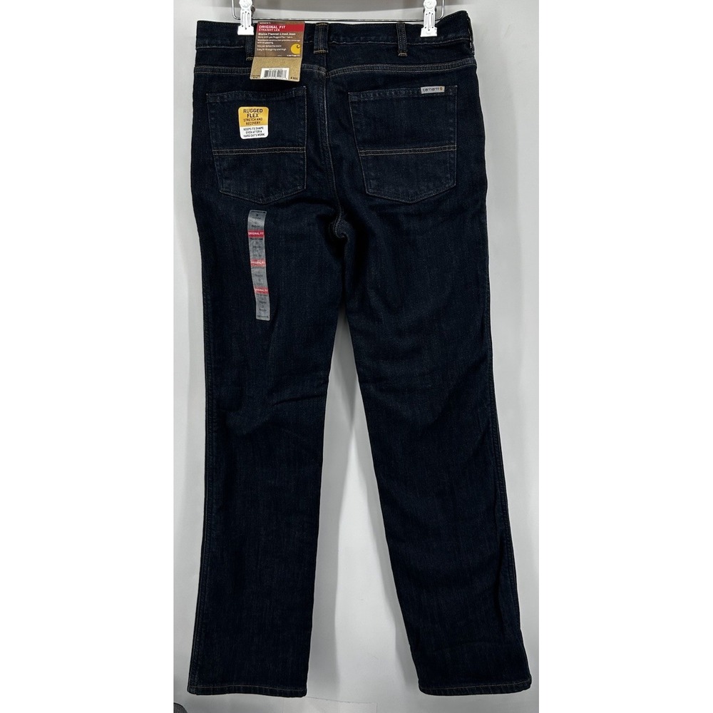 Carhartt Blaine Flannel Lined Original Fit Straight Leg Blue Jeans Women's 8 Reg